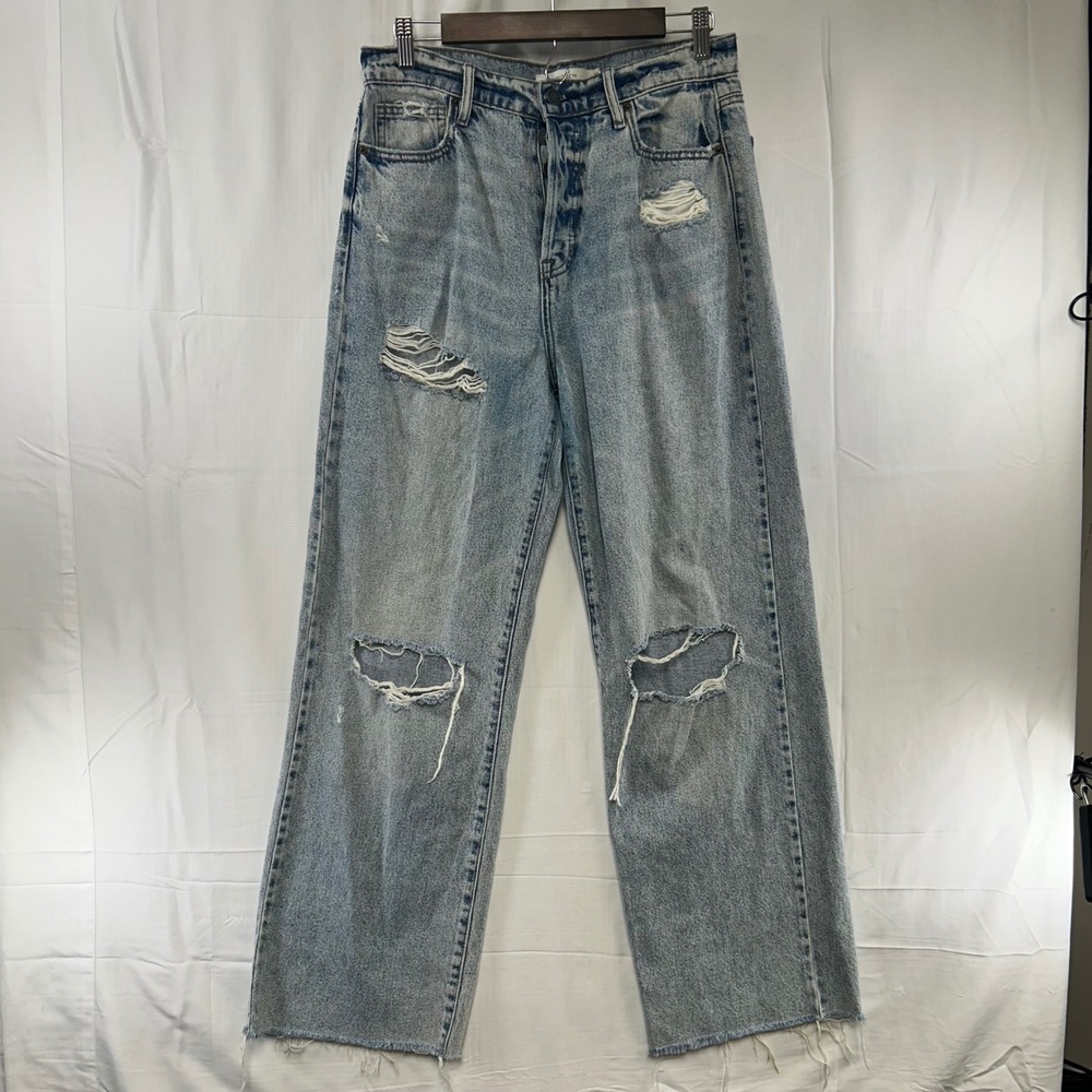 Hidden Jeans Wide Leg Women‎ 29 Light Blue Distressed Raw Hem HD9109D-M